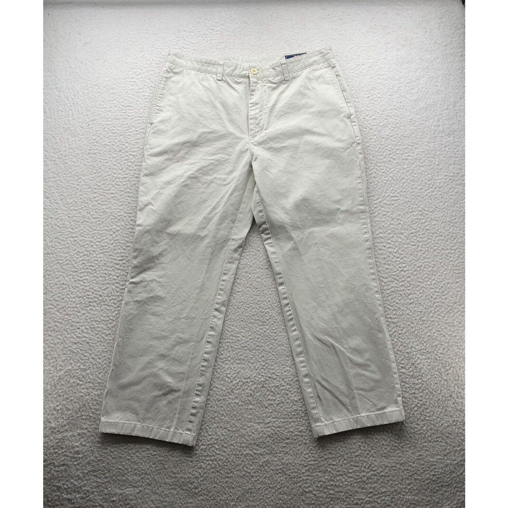 Vineyard Vines Club Pants Mens 35x27 (Tag 35x32) White Khaki Preppy Hemmed Cuff